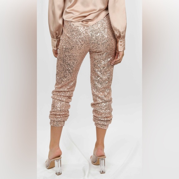 NWT LOFT Shimmering Sequin Rose Joggers - Picture 3 of 5